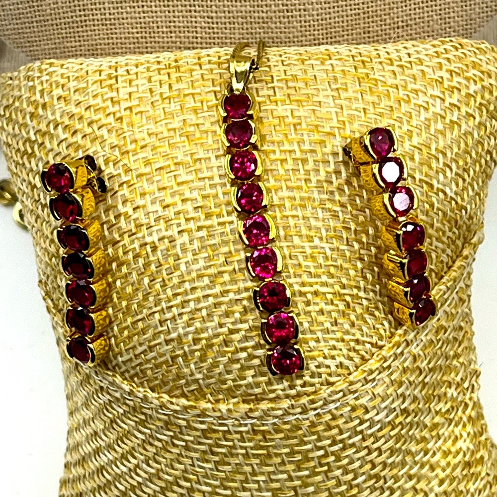 Vintage Technibond Classic 18K Gold Bonded 925 Necklace & Earring Set